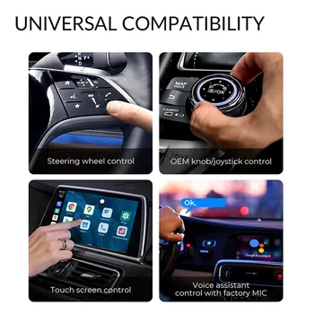 UX999 Pro Android Auto Carplay Adaptor Ai Cutie Wireless Bluetooth 9.0 Auto Multimedia Player Built-in GPS, 4G LTE Pentru Audi Benz Kia