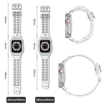 Mai nou TPU Caz Clar Curea Pentru Apple Watch Seria 6 5 4 3 2 Banda de Rășină Transparentă Ceas Trupa Pentru iWatch 38mm 40mm 42mm 44mm