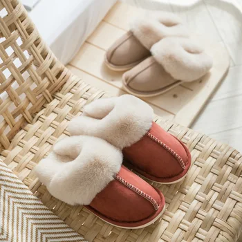 Oameni De Iarna Noi Bumbac Papuci De Moda In Aer Liber Cald Din Interior Dormitor Bumbac Pantofi De Pluș Fleece Pufos Cuplu De Memorie