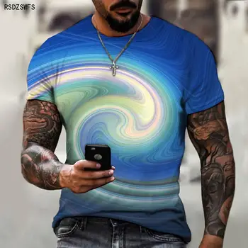 Vara Fierbinte de Vânzare Print Digital Abstracte Colorate pentru Bărbați T-shirt Stil de Stradă Barbati Casual Maneca Scurta Marimea XXS-5XL