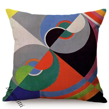 Colorate Cubism Decor Geometric Canapea Pernă Caz Robert Delaunay Artă Abstractă Portret Decorative Lenjerie De Pernă Acoperă
