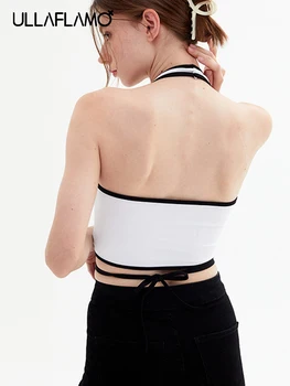 Vară fara Spate Rezervor de Top Sexy Femei de Imprimare Streetwear 2022 fără Mâneci Rib Knit Tank Top Femei Scurte Y2K Culturilor Sus