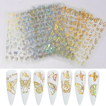 Fluture 3D Nail Art Stickere Adezive Slidere Colorate de Unghii Transfer Decalcomanii Folii Împachetări Decoratiuni Unghii cu Laser