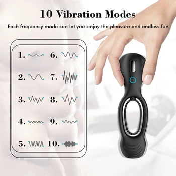 Silicon Penis Vibrator Inel Penisului Penis Inel Intarziere Ejaculare Erotic sex Masculin Vibrator 10 Moduri USB Reîncărcabilă Bărbați Jucarii Sexuale