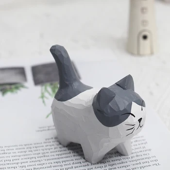 Manual De Sculptură În Lemn Pisoi Ornamente Mici Animale Creative Desktop Lemn Cat Meserii Decor