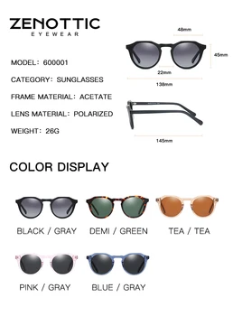 ZENOTTIC Acetat Rotund Vintage UV400 ochelari de Soare Polarizat Pentru 2022 Nouă Bărbați/Femei de Moda Designer de Brand Nuanta Retro Ochelari de Soare