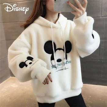 Disney Drăguț Mickey Minnie Mouse Hoodies Femei Toamna Iarna Pulover Topuri Desene Animate Femme Plus Haine De Catifea