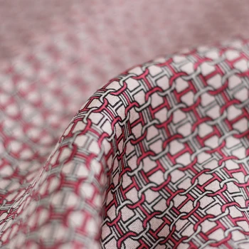 Zmeura rosie 9momme Roz Lanț de Mătase Imprimate Habotai Țesături Materiale de Vara Tricou Femei Rochie DIY Pânză de Cusut ping