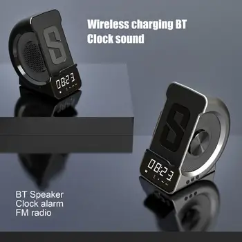 3-În-1 de Încărcare fără Fir Încărcător Bluetooth -Compitible Speaker-Ceas cu Suport TF Card Telefon Suport Dublu Bobina de Inductie Design