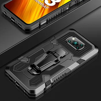 Poco X3 Pro Accidentat Stand Metal Armor Telefon Caz Pentru Xiaomi Poco X3 Pro Nfc, rezistent la Șocuri de Aluminiu Anti-toamna PC Capacul de Protecție