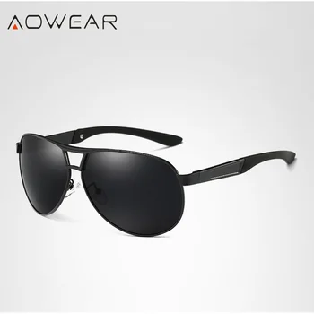 AOWEAR Clasic de Aviație Bărbați ochelari de Soare Polarizat Retro Acoperire Oglinda Ochelari de Soare Omul de Brand Designer de Conducere Ochelari cu Caz