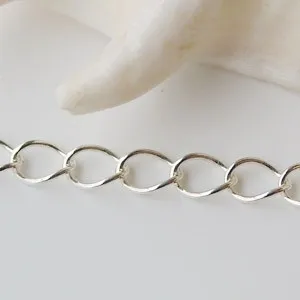 Lanț de argint solid 925 sterline de argint răsucite oval cablu lanț, lanțul pentru colier,bratara bijuterii, 1meter
