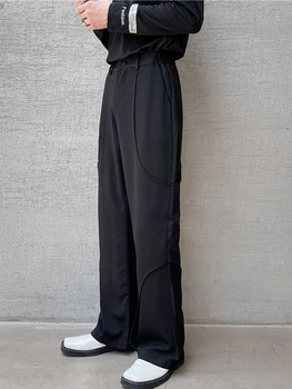 IEFB Multi-stratificat Draping Stil de Design Casual Pantaloni pentru Bărbați 2023 Noi coreeană Stil la Modă de Culoare Solidă Pantaloni Drepte