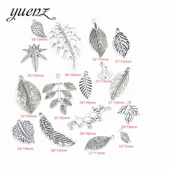 YuenZ 16pcs se Amestecă frunze de copac farmece Antichități argint culoare farmec de Metal se potrivesc colier Bratari bijuterii de luare U020