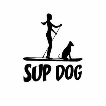 Paddle Surfing Câine Autocolante Auto de Moda din Pvc Parbriz Spate Accesorii Decor Impermeabil, Protectie UV Decals15 Cm*12 Cm