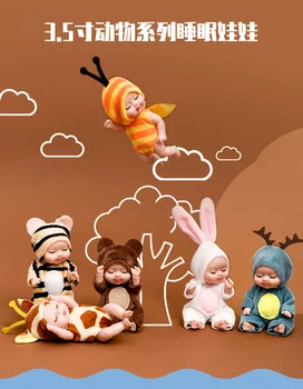 1buc Noua Moda 12cm Simulare Renaștere Păpuși Jucărie Mini Drăguț Copil de Dormit Seria Papusa de Desene animate de Animale de Jucărie pentru Copii Cadou de Ziua de nastere