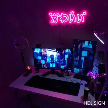 ZPL Kawaii obicei Japonez Semn de Neon LED Potrivit Pentru Casa Dormitor Decor de Perete Creative Japonia Stil Anime Scrisoare Cadou Fete