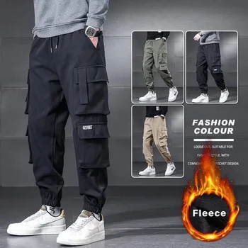 Gros de iarna Cald Fleece Pantaloni pentru Bărbați 2021 Noi Streetwear Plus Dimensiune Negru Joggeri de sex Masculin Casual Pantaloni Termice 5XL