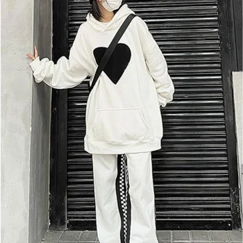 HOUZHOU Femei Harajuku Hanorace Kpop Gotic Scrisoare de Imprimare Tricou Supradimensionat coreeană de Moda Streetwear High Street Feminin Topuri