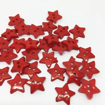 1000pcs Plastic Roșu Crăciun Stele Butoane 2 Găuri de Cusut Butonul Ornamente Pentru Cardmaking Scrapbooking