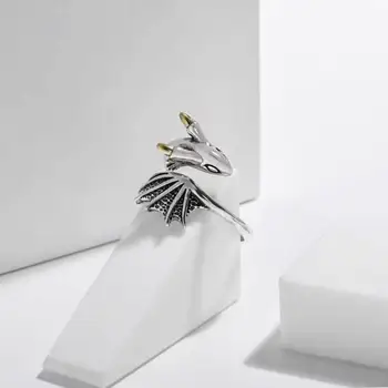 Creative Culoare Argintie Mic Dragon de Zbor Inel pentru Barbati Femei Animale Deschide Inel Bijuterii en-Gros