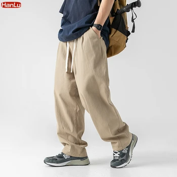 Oamenii Solidă De Înaltă Calitate Din Bumbac Pantaloni Joggers 2023 Mens Japoneză Streetwear Largi Jogging Pantaloni De Sex Masculin Casual Pantaloni Vintage