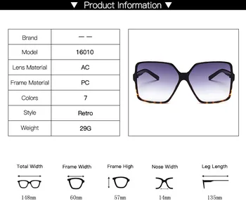 ZXWLYXGX Moda Femei Supradimensionat ochelari de Soare Gradient de Plastic de Brand Designer de sex Feminin de Ochelari de Soare Uv400