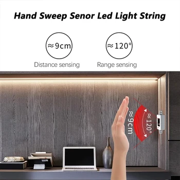 Benzi cu LED-uri pentru Bucătărie USB Mână Matura Senzor DC 5V Cadrul Cabinetului de Lumini Dulap Dulap Lampa de Noapte la TV de Fundal Bandă rezistent la apa