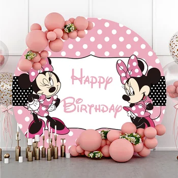 Partidul Fundaluri Minnie Mickey Forma Rotunda Disney Mickey Mouse pentru Copii de Ziua de Nunta de Decorare Fundal Personalizat Photozone