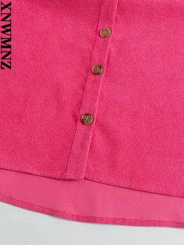 XNWMNZ 2022 Moda pentru Femei Buzunare Supradimensionate, pantaloni de Catifea cord Haina Jacheta Vintage cu Maneci Lungi Buton-up de sex Feminin de Îmbrăcăminte Chic Overshirts