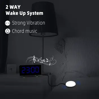 Ceas de Birou LED-uri Oglinzi Ceasuri de Alarmă de Amânare Incarcator USB Porturi Vibrator Ceas Lumina de Noapte cu Pat Agitator pentru Adulți Surzi Copii