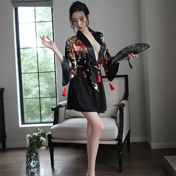Yukata Haori Femei, Kimono Japonez 2 BUC Tricou Fusta Seturi Cardigan Samurai Costum Cosplay Îmbrăcăminte Tradițională Asiatică Robe