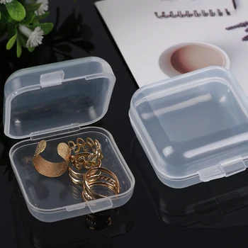 50PCS Mini Mica Cutie de Depozitare Bijuterii Margele Organizator din Plastic Transparent Recipient Pătrat Cercei Inele Bijuterii de Stocare Boxs