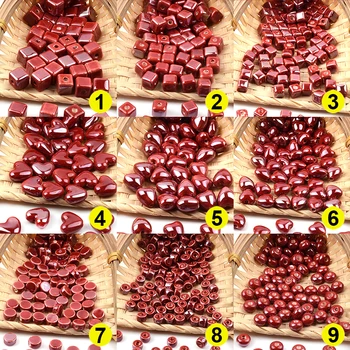 Roșu Serie de Ceramică din China Margele Metru Cub Rotund Cilindru Plat Forma de Inima Portelan, Margele Vrac pentru a Face Bijuterii DIY Artizanat