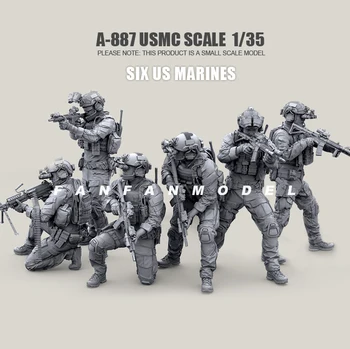 1/35 Rășină soldat model kituri DIY figura jucărie la scară model de armată auto-asamblate (6 buc) O-887