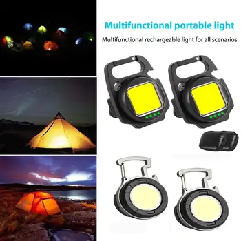 1/2XLED Lanterna Lumina de Lucru Portabil de Buzunar Lanterna Breloc USB Reîncărcabilă pentru Camping în aer liber Mici de Lumina W/cablu USB
