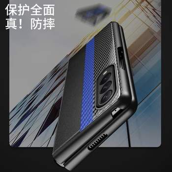 Pentru Samsung Galaxy Z Fold 4 3 2 Caz, de Lux, din Piele Colorate Fibra de Carbon Ultra-subțire Mat Pliere rezistent la Șocuri Capac Protecție