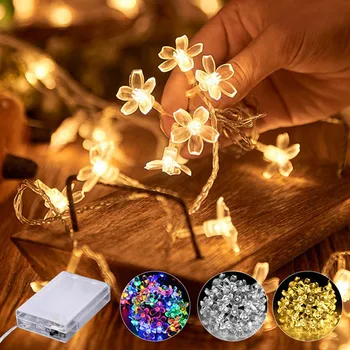 LED Zână Șir de Lumini de Cristal Floare de Cires Floare Baterie Ghirlanda de Lumina Pentru Nunta Festival Petrecere de Craciun Decor Acasă