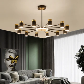 LED-uri moderne Lustre Pentru Dormitor, Living Sala de Mese, Camera de Studiu Luciu de Iluminat Interior Negru Cadru de Aur Droppshipping AC85-260V