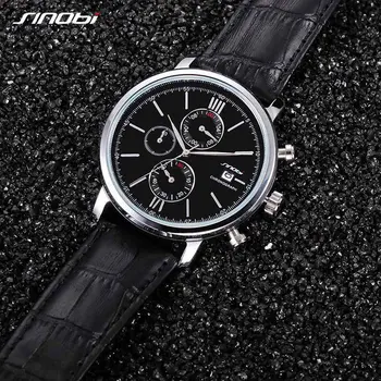 SINOBI de Sport Multifuncțional pentru Bărbați Ceasuri de mână din Piele Watchband Top Brand de Lux Barbati Cronograf Cuarț Ceas Băiat Ceas de mână
