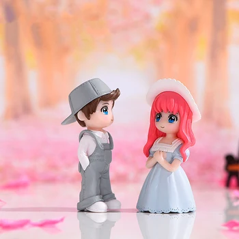 1Pair Iubitorii de Cifre Cuplu in Miniatura Desktop Home Decor Oameni Băiat Model de Fată Prințesă Zână Gnome Cadou de Ziua Îndrăgostiților