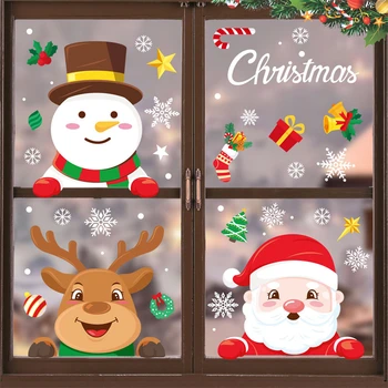 1 Set de Crăciun Autocolant Autocolante DIY Adeziv de Perete Windows Ușă Decor om de Zăpadă Moș Crăciun Elan de Crăciun Decorative Autocolante Statice