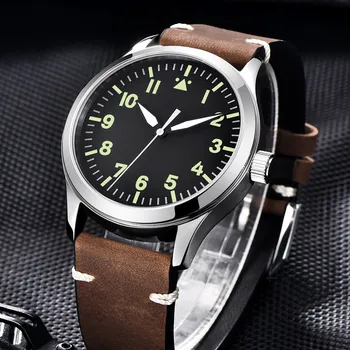 Logo-ul personalizat Safir Miyota Automatic Corgeut Watch 42mm Militari Sport Steril Cadran Luminos Piele Mecanice Ceas