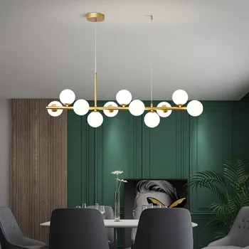 Nordic Moderne Pandantiv cu LED-uri de Lumină de Aur Minge de Sticlă 11 Capete de Cameră Decor Candelabre Restaurant living Placare Lampa Candelabre