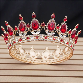 Baroc Mare Diademe De Mireasa De La Nunta Coroana Regală, Regina King Rotund Diademă De Mireasă Caciulita Concurs De Păr Bijuterii Accesoriu Cap