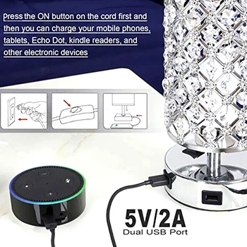 Stil simplu Cristal Abajur Lampa de Birou de Încărcare Telefon Mobil Veioza Eleganta Soclu E27 60W Lumini Noptiera Acasă UE Plug