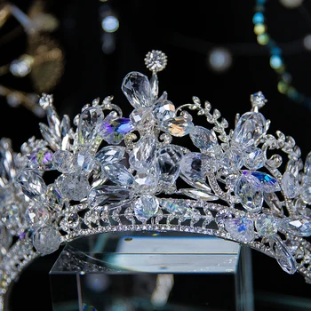 CC Coroana de Cristal Accesorii de Nunta pentru Femei Logodna Ornamente de Păr de Mireasă Benzi Colorate Cununa de Înaltă Calitate QS162