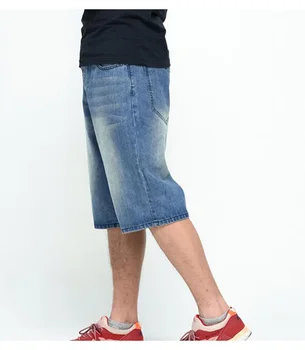 Omul blugi largi hiphop skateboard blugi pantaloni largi pantaloni scurti din denim hip hop bărbați Vițel-lungime pantaloni marime mare 30-46