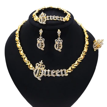 Cele mai Recente de Înaltă Calitate placat cu Aur doamnelor XOXO set de Bijuterii regina Coroana, Colier, bratara pentru Femei Bijuterii
