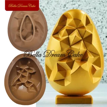 3D Paști Geometrie Forma de Ou de Ciocolată Mucegai DIY Silicon Spuma Matrite Sapun Lumânare Mucegai Tort de Decorare Instrumente Bakeware